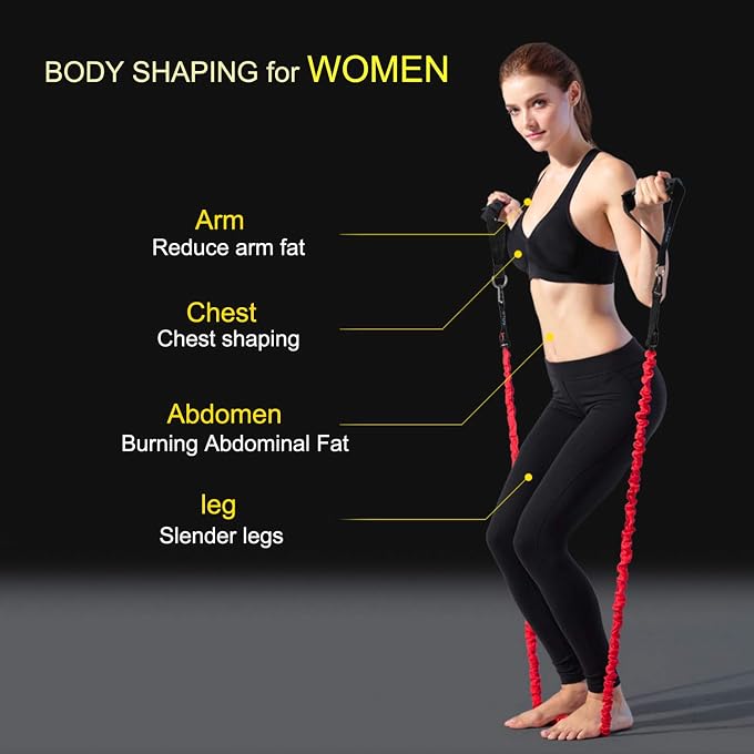 Rocutus Resistance Bands Set, 15 Pack Exercise Resistance Tubes With Anti-Snap Heavy Duty Protective Nylon Sleeves,20Lbs To 40Lbs Resistance Tubes,Door Anchor Ankle Strap Up To 150Lbs - Image 3