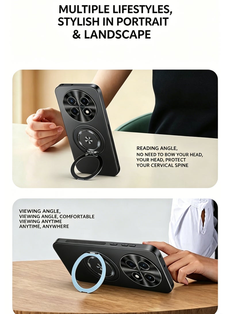 Yunpy Phone Case for Huawei Nova 15 Max, 360° Rotatable Magnetic Ring Holder Matte Anti-Fingerprint Shockproof Protective Cover with Car Mount Magnet Back Case - Image 4