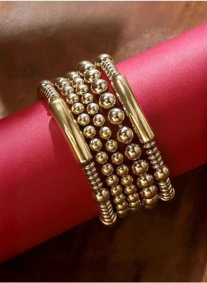 SOHI SOHI Women's The Alamkara Multi-Layer Bracelet For Casual Wear | California Gold Colour | Alloy Material | Adjustable Closure | MetallicBracelet | Multi-Layer Bracelet For Women & Girls