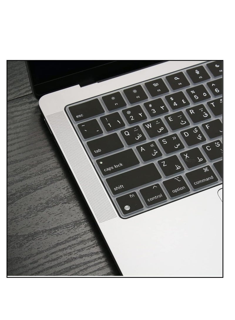 NTECH Arabic US Keyboard Cover for MacBook Air M2 Chip 13.6" A2681 MacBook Pro 16-inch & 14" models 2021 & 2022, MacBook Pro 16 A2485, MacBook Pro 14 M1 Pro & M1 Max Chip A2442 (Eng/Arabic US) - Image 4