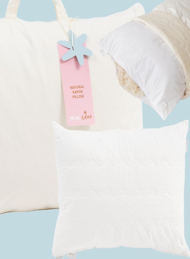 MINICAMP وسادة MINICAMP العضوية المصنوعة من الكابوك - طبيعية بالكامل، غطاء من القطن العضوي، ارتفاع قابل للتعديل مع حشوة قابلة للإزالة - داعمة، قابلة للتهوية (الغطاء: بدون غطاء، قياسي) - Image 1