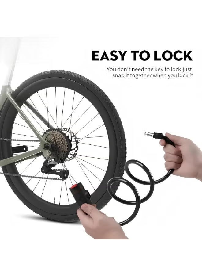 Stainless Steel Heavy Duty Bike Lock Cable, Anti-Theft Bicycle with 2 Keys, Weatherproof Lock, Mounting Bracket, Fits Bike, Motorcycle, Scooter, Black - Image 4