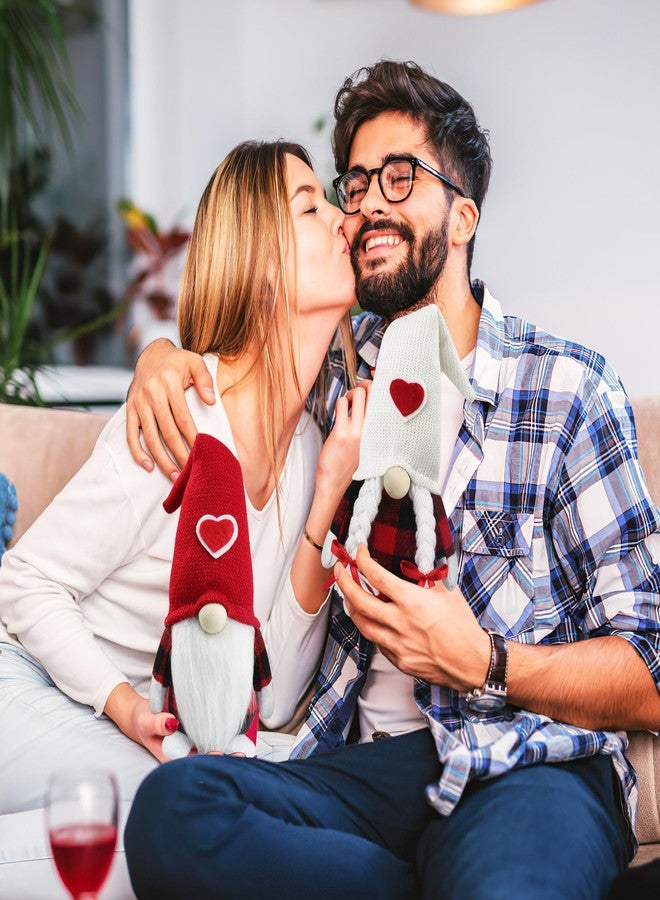 Partyprops Valentines Decorations Black Red Plaid Gnomes Plush Decorations- 2Pcs Mr & Mrs Handmade Swedish Tomte Gnomes for Tiered Tray Decor - Valentines Party Home Mantle Fireplace Table Decor Valentine Gnomes - Image 5