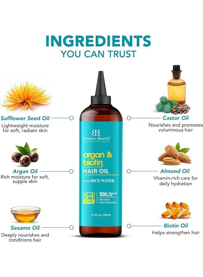 بوتانيك هيرث زيت شعر ارجان وبيوتين لنمو الشعر علاج لفروة الرأس 6.7 اونصة سائلة - Image 2