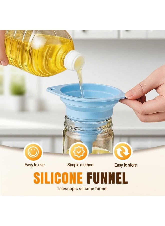 3 Pack Food Grade Silicone Collapsible Kitchen Funnel Set Space Saving Easy to Clean Portable Small Funnels for Liquid Oil Water Bottle Transfer - Image 2