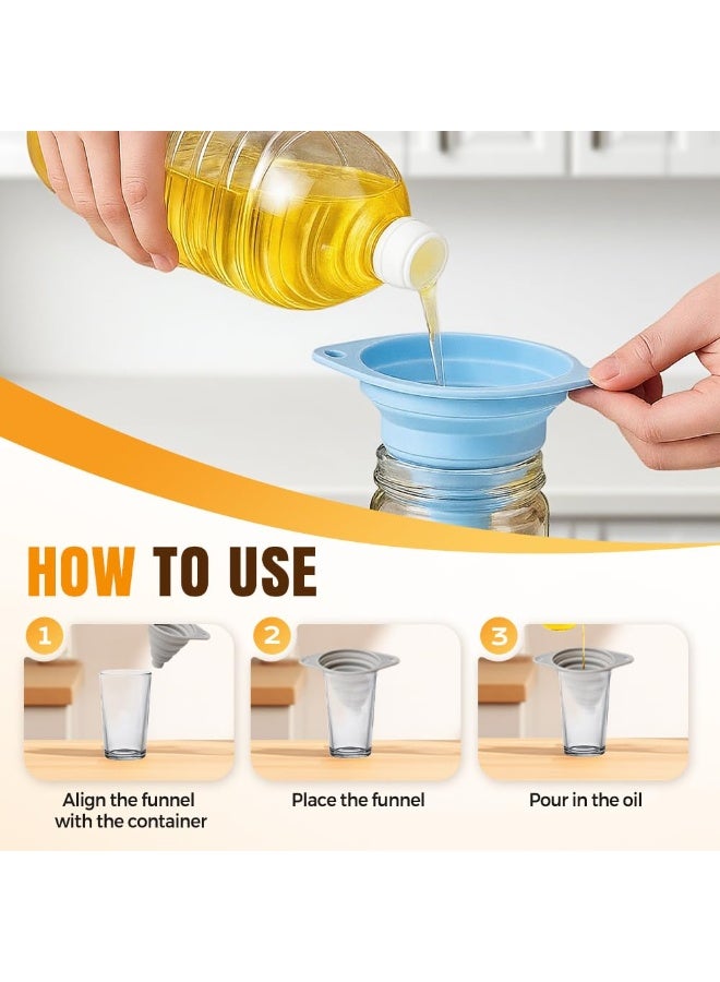 3 Pack Food Grade Silicone Collapsible Kitchen Funnel Set Space Saving Easy to Clean Portable Small Funnels for Liquid Oil Water Bottle Transfer - Image 4