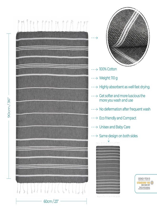 Cacala Turkish Hand Towels with Hanging Loop (23 x 36) Set of 4-100% Cotton Kitchen Towel Quick Dry Prewashed for Soft Feel Decorative Towels for face Gym, Yoga and Bathroom- Black - Image 5