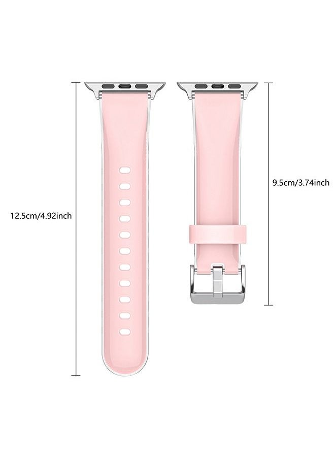 Generic - Sport Bands Compatible with Apple Watch Band 38mm 40mm 41mm Soft Silicone Waterproof Strap Wristbands Compatible with iWatch Apple Watch Series Ultra 8 7 6 5 4 3 2 1 SE Women Men Pink - Image 1