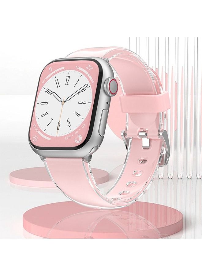 Generic - Sport Bands Compatible with Apple Watch Band 38mm 40mm 41mm Soft Silicone Waterproof Strap Wristbands Compatible with iWatch Apple Watch Series Ultra 8 7 6 5 4 3 2 1 SE Women Men Pink - Image 1