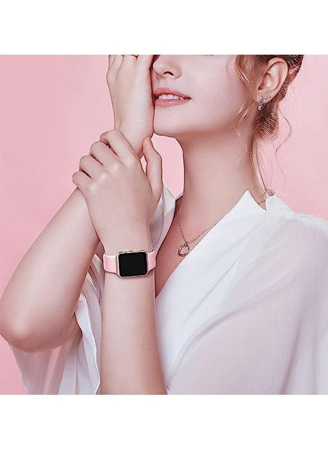 Generic - Sport Bands Compatible with Apple Watch Band 38mm 40mm 41mm Soft Silicone Waterproof Strap Wristbands Compatible with iWatch Apple Watch Series Ultra 8 7 6 5 4 3 2 1 SE Women Men Pink - Image 1