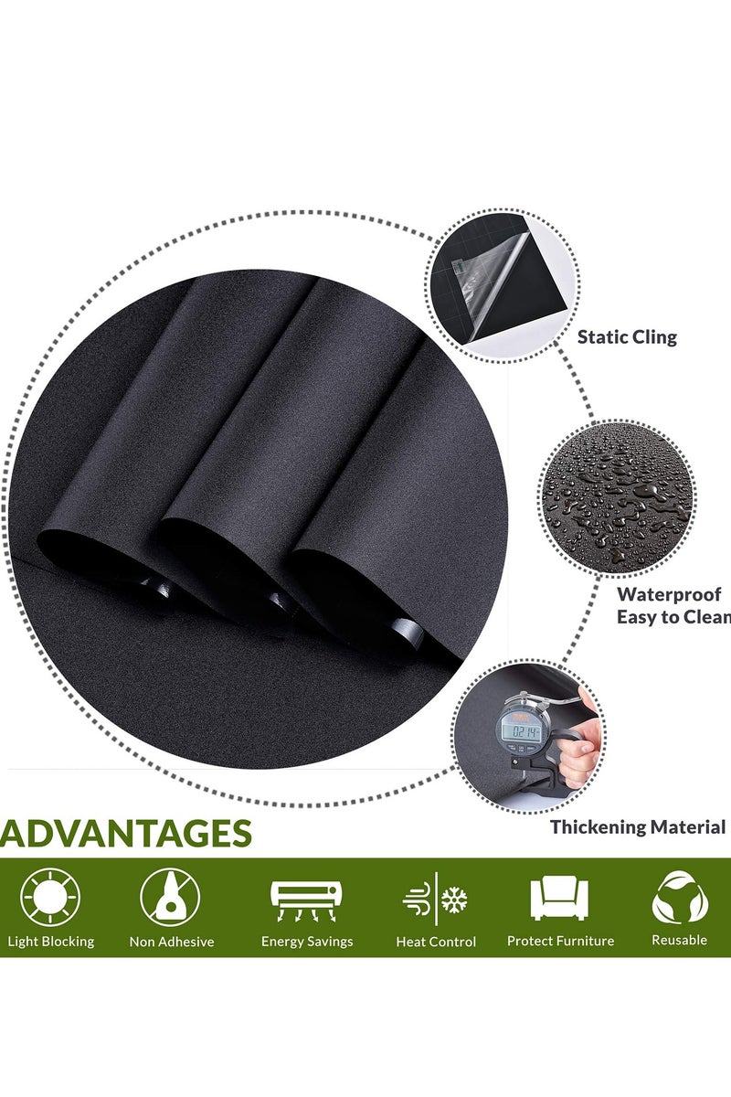 Chielor Static Cling Total Blackout Window Film Privacy Room Darkening Window Tint Black Window Cover 100% Light Blocking No Glue - Image 2