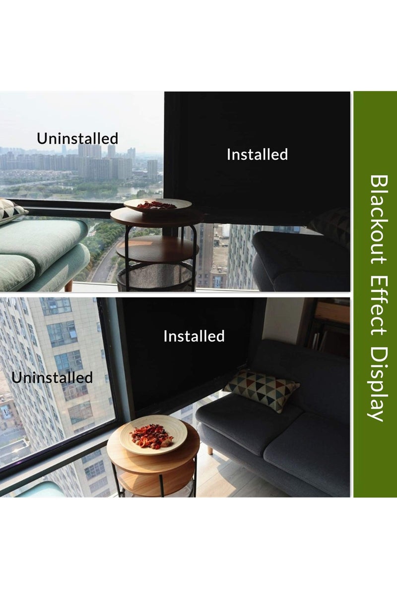 Chielor Static Cling Total Blackout Window Film Privacy Room Darkening Window Tint Black Window Cover 100% Light Blocking No Glue - Image 5