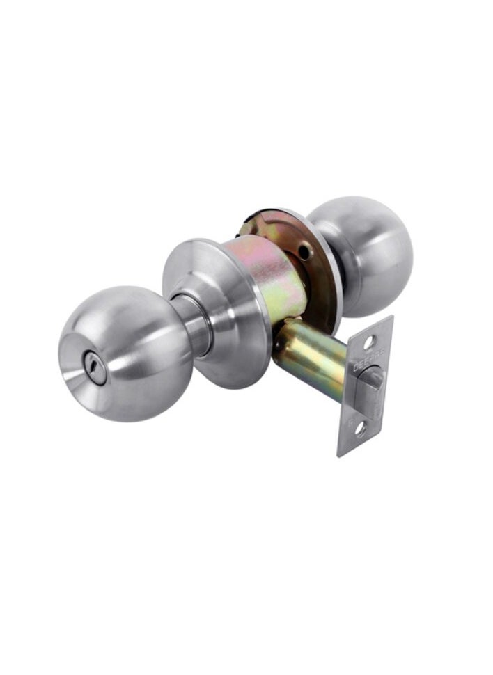 GEEPAS Ghw65027 Stainless Steel Cylindrical Lock - Security Lock | 53 Mm 304 Stainless Steel Knobs With Latch Bolt, Stricker & Screws With Keyless Operation | Ideal For Bedroom, Bathroom And More  - Image 1