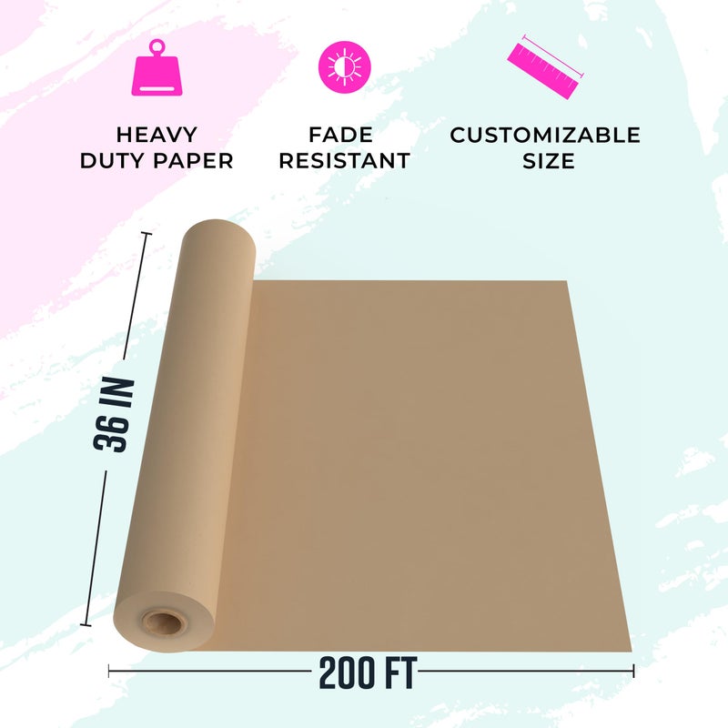 Bryco Goods 36" x 2,400" (200') Brown Kraft Paper Roll - Made in USA - Craft Paper for Banner Bulletin Board Art Table Covering Gift Wrapping Bouquet Packing Parcel (Brown, 36" x 200') - Image 2
