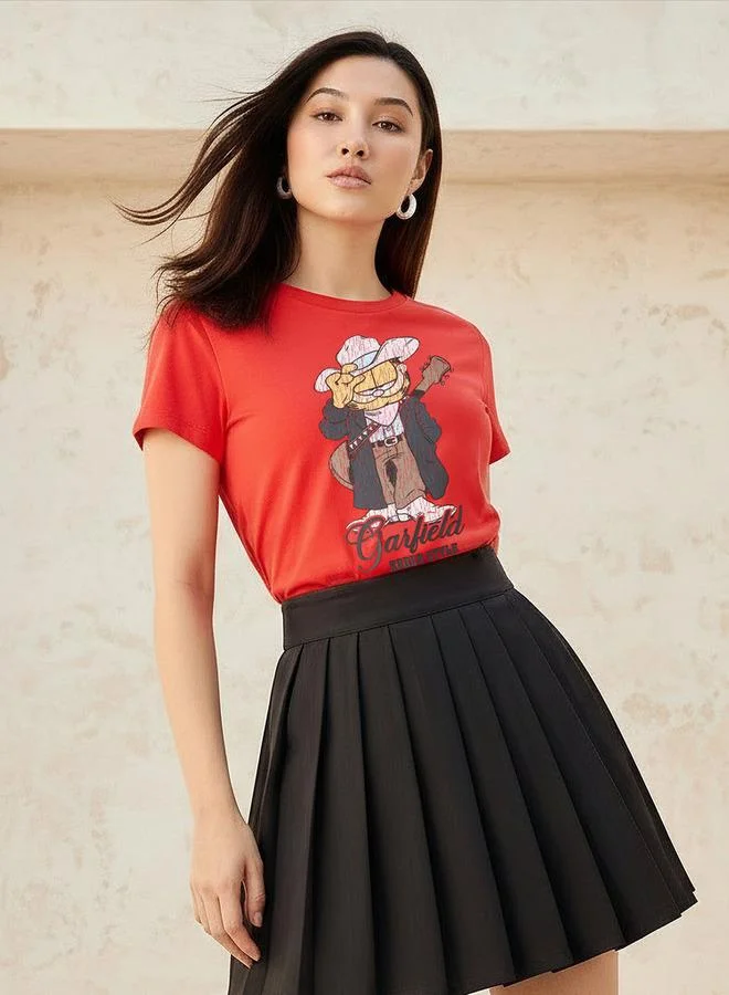 SP Characters Cotton T-shirt with Garfield Print