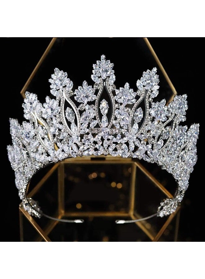 Aoligrace Luxury Tall Cubic Zirconia Tiaras and Crowns for Women CZ Pageant Birthday Headpiece Party Bridal Hair Accessories - Image 1