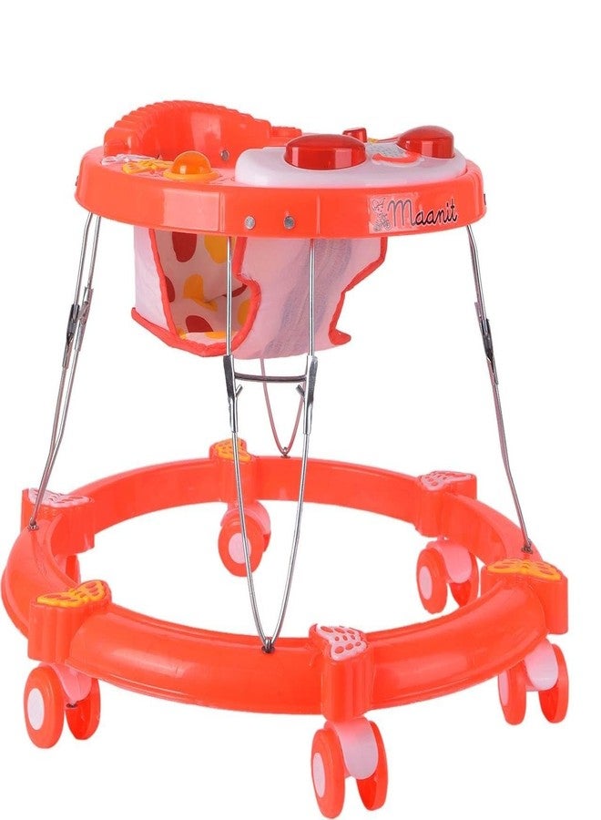 Maanit Musical 3 in 1 Butterfly design Baby Walker for 6-24 Months - 6-Wheel Adjustable Foldable Infant Walker with Cushioned Seat, 360° Rotating Wheels - Lightweight Safe Learning Walker for Toddlers (Red) - Image 1