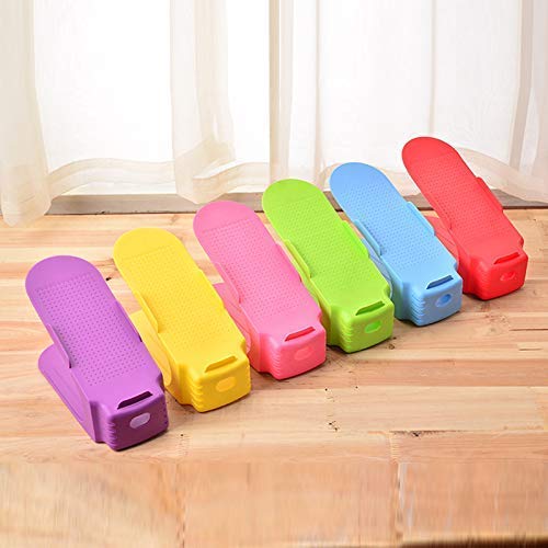 Luxafare Plastic Shoe Slots Organizer Space Saver Double Deck Shoe Rack Adjustable Shoe Slots for Closet Organization 1 Set 6 Piece - Image 3