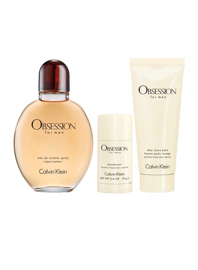 CALVIN KLEIN Obsession Eau de Toilette for Men Trio Gift Set 125ml + 100ml + 75g 300ml - Image 1