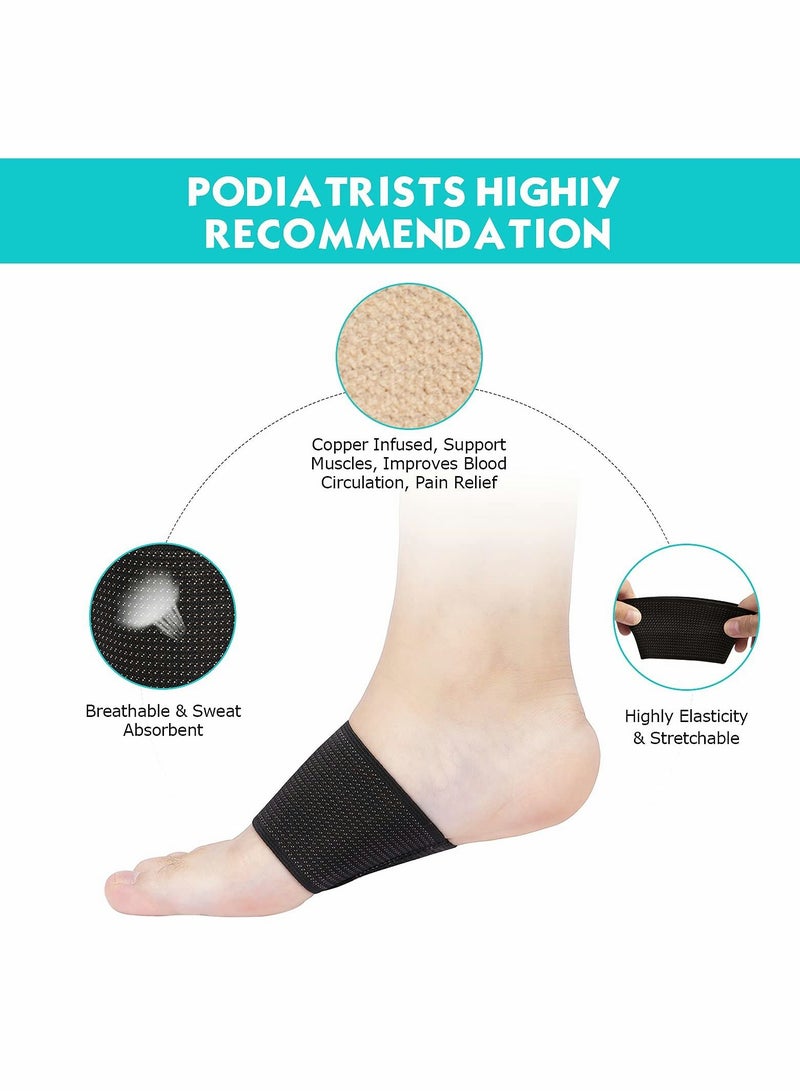 SYOSI Arch support Sleeves, Plantar Fasciitis Brace Compression Bands (2 Pairs) For Fallen Arches, Flat Feet, Bone Spurs, High Arches, Flat Arches, Foot Pain Relief for Men & Women - Universal Size - Image 4