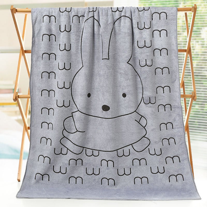 general Kids Microfiber Bath Towel, Cartoon Rabbit Print Beach Towel for Children Swimming and Shower - Image 1