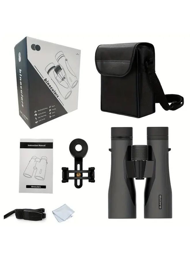 Suncore 10x50 HD High Power Black Binoculars With Phone Clip For Bird Watching Travel Stargazing - Image 4