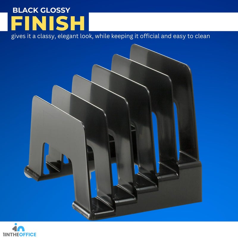 1InTheOffice Incline Desktop File Sorter, 6 Compartments Step Sorter, Black - Image 5