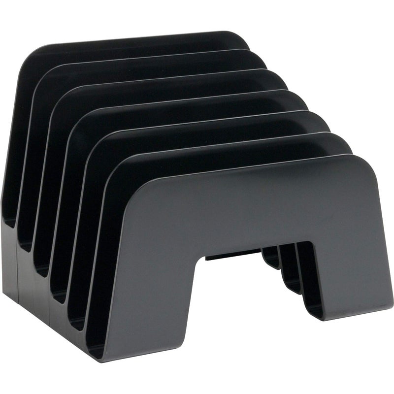 1InTheOffice Incline Desktop File Sorter, 6 Compartments Step Sorter, Black - Image 1