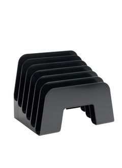 1InTheOffice Incline Desktop File Sorter, 6 Compartments Step Sorter, Black