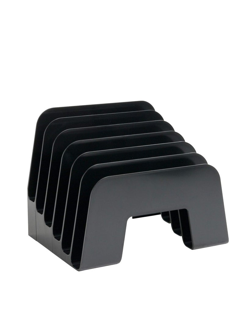 1InTheOffice 1InTheOffice Incline Desktop File Sorter, 6 Compartments Step Sorter, Black  - Image 1