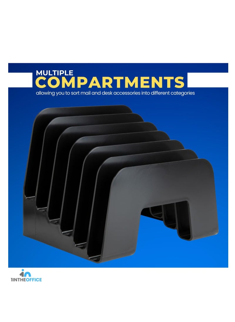 1InTheOffice 1InTheOffice Incline Desktop File Sorter, 6 Compartments Step Sorter, Black  - Image 2
