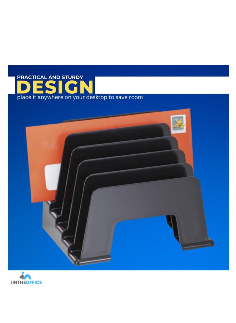 1InTheOffice 1InTheOffice Incline Desktop File Sorter, 6 Compartments Step Sorter, Black  - Image 3