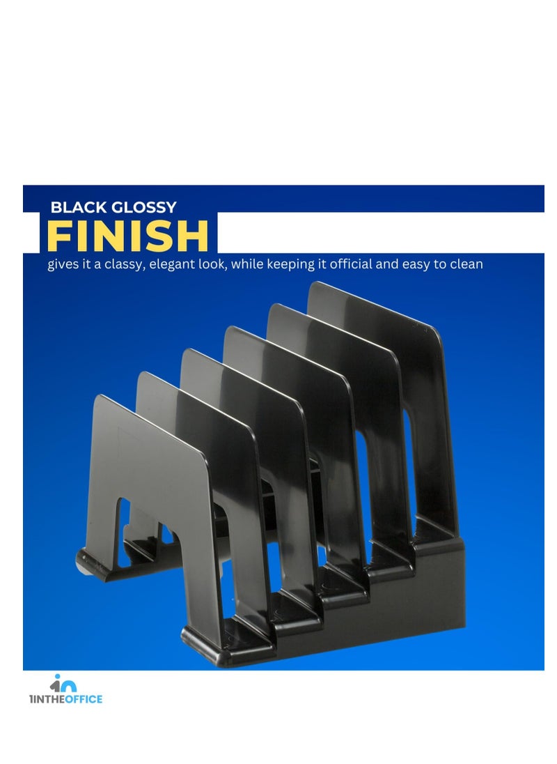 1InTheOffice 1InTheOffice Incline Desktop File Sorter, 6 Compartments Step Sorter, Black  - Image 4