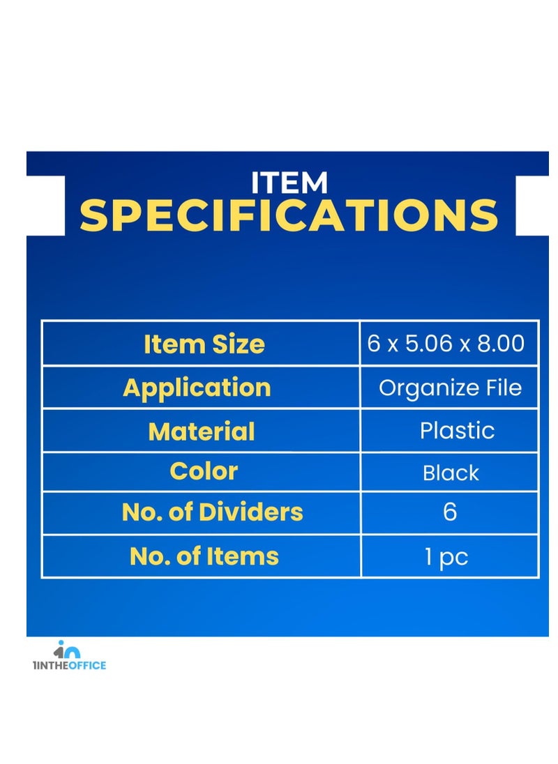 1InTheOffice - 1InTheOffice Incline Desktop File Sorter, 6 Compartments Step Sorter, Black - Image 1