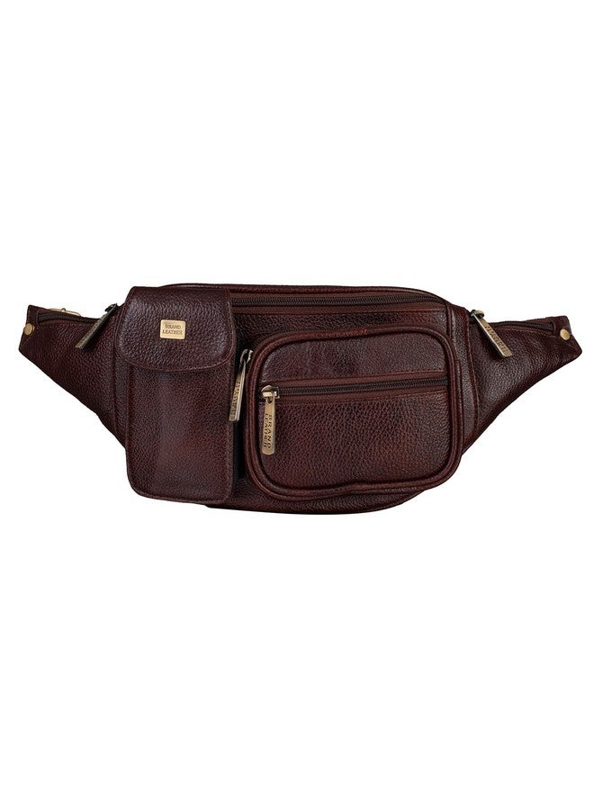 BRAND LEATHER Genuine Leather Stylish Waist Bag Elegant Style Travel Pouch Passport Holder with Adjustable Strap (Brown) - Image 4
