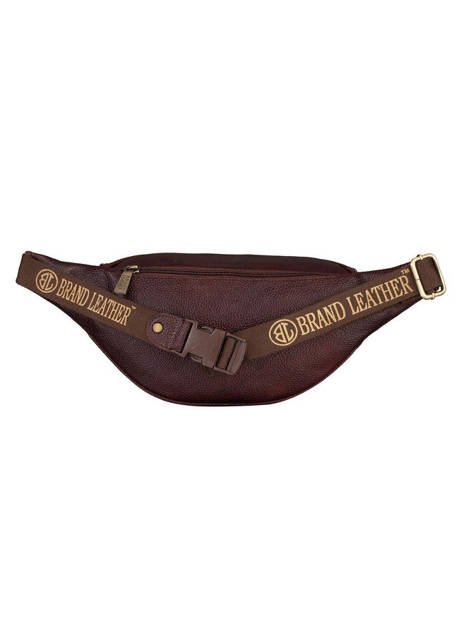 BRAND LEATHER Genuine Leather Stylish Waist Bag Elegant Style Travel Pouch Passport Holder with Adjustable Strap (Brown) - Image 2