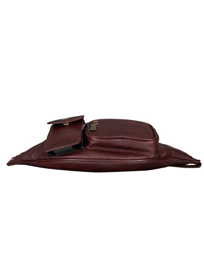 BRAND LEATHER Genuine Leather Stylish Waist Bag Elegant Style Travel Pouch Passport Holder with Adjustable Strap (Brown) - Image 3