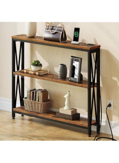 AGD Console Table with Power Outlet Adjustable Sofa Table with Storage Shelf and Entryway Table for Couch Hallway Entrance Living Room 100*35*90cm  - Image 2