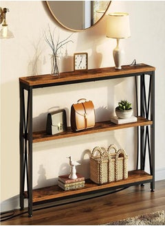 AGD Console Table with Power Outlet Adjustable Sofa Table with Storage Shelf and Entryway Table for Couch Hallway Entrance Living Room 100*35*90cm  - Image 3