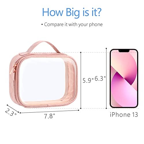 PACKISM TSA Approved Toiletry Bag, 3 Pack Clear Makeup Bags with Handle Large Opening, Clear Toiletry Bags Fit Carry-on Travel Essentials, Quart-sized Travel Bags for Toiletries, Rose Pink - Image 3