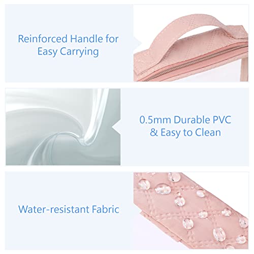 PACKISM TSA Approved Toiletry Bag, 3 Pack Clear Makeup Bags with Handle Large Opening, Clear Toiletry Bags Fit Carry-on Travel Essentials, Quart-sized Travel Bags for Toiletries, Rose Pink - Image 5