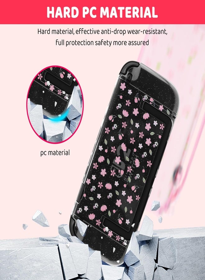 GLDRAM Pink Cherry Blossom Carrying Case for Nintendo Switch 2, Cute Girly Accessories Kit with Travel Storage Bag, Glitter Sakura Protective Cover, Screen Protector, Shoulder Strap & 2 Thumb Grips - Image 4