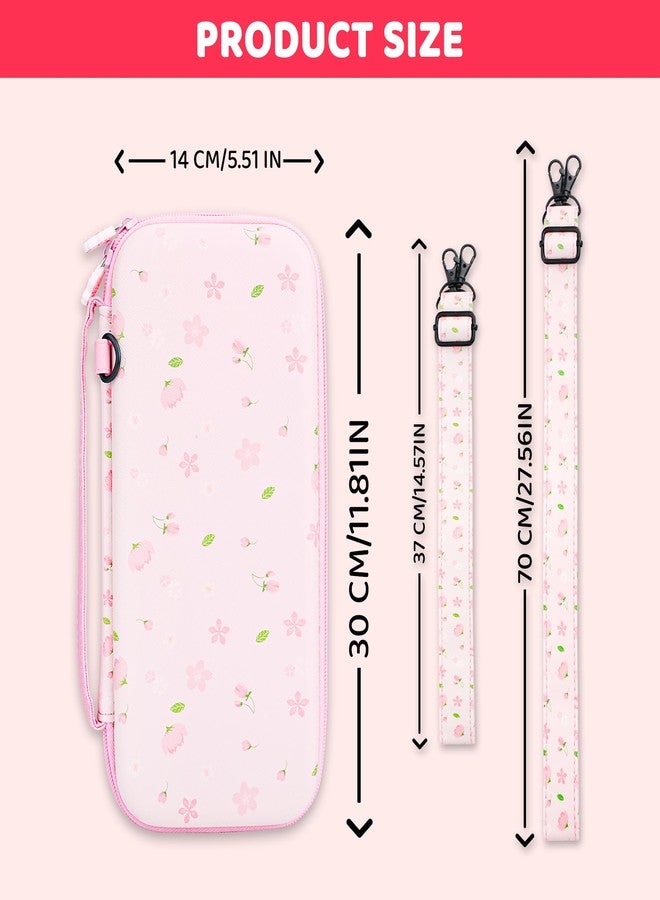 GLDRAM Pink Cherry Blossom Carrying Case for Nintendo Switch 2, Cute Girly Accessories Kit with Travel Storage Bag, Glitter Sakura Protective Cover, Screen Protector, Shoulder Strap & 2 Thumb Grips - Image 5