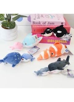 Genuine Marine Animal Parent-Child Kiss Pull Vibration Plush Doll Cute Clown Fish Shark Dolphin Doll-Specifications:Authentic Authorization - Vibration And Rebound When Pulled Open-Color:Clownfish Kissing Doll (orange)