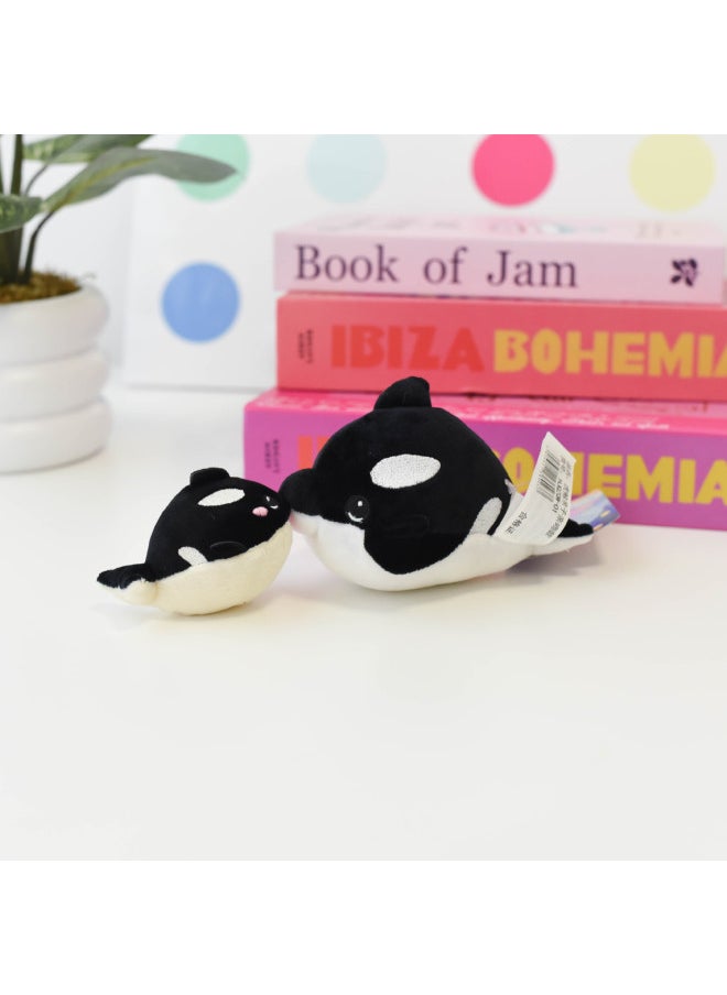 Generic - Genuine Marine Animal Parent-Child Kiss Pull Vibration Plush Doll Cute Clown Fish Shark Dolphin Doll-Specifications:Authentic Authorization - Vibration And Rebound When Pulled Open-Color:Clownfish Kissing Doll (orange) - Image 1