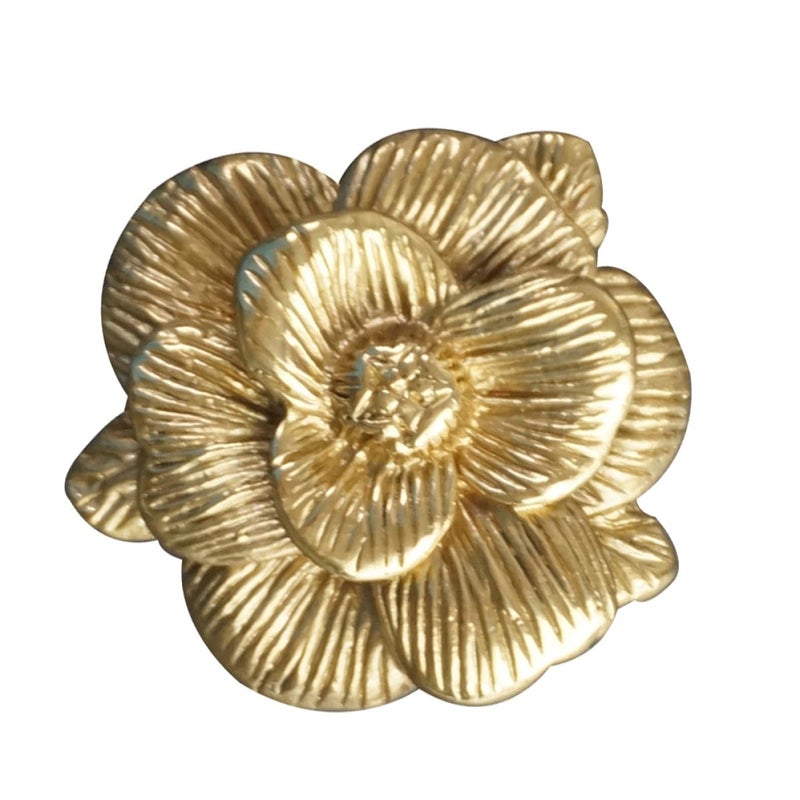 Brass Copper Flower Drawer Pulls Cabinet Knobs Wardrobe Handles Furniture Hardware - Image 2