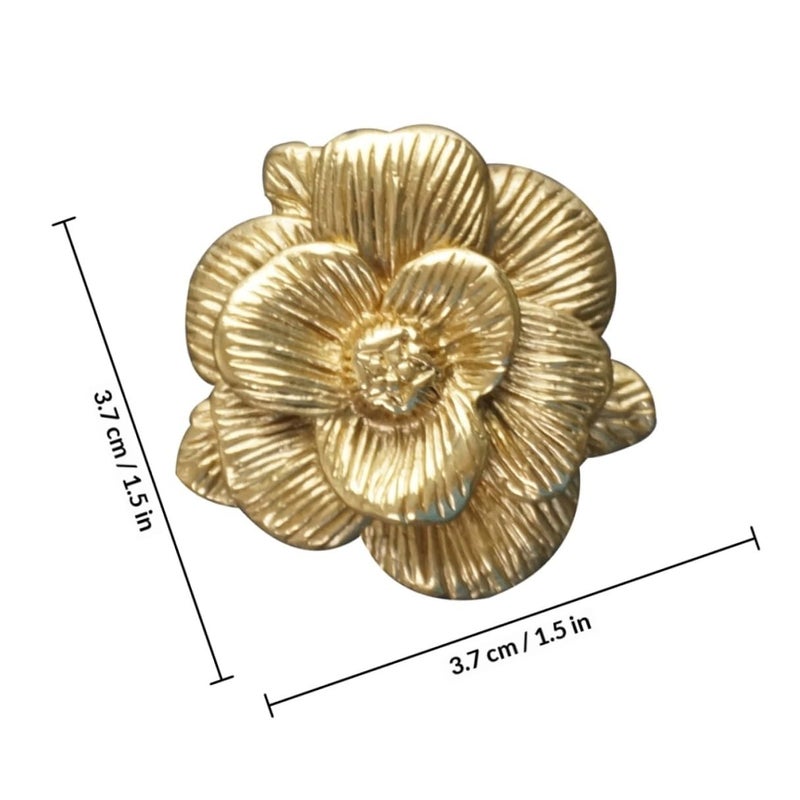 Brass Copper Flower Drawer Pulls Cabinet Knobs Wardrobe Handles Furniture Hardware - Image 3