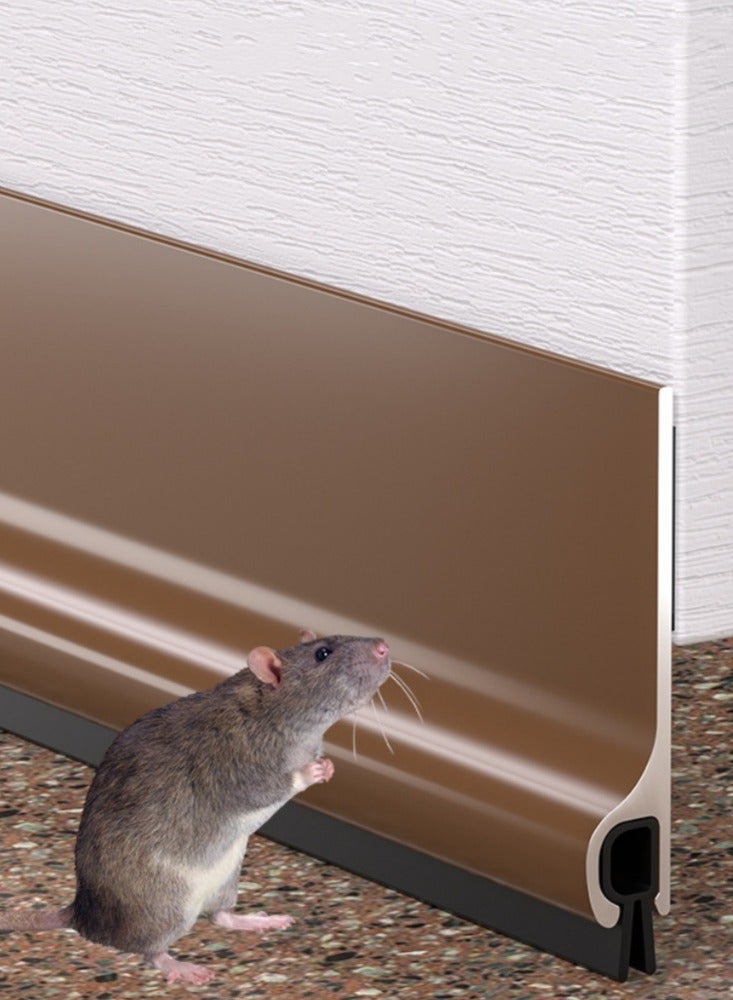 1M Brown Heavy-Duty Anti-Rodent Door Bottom Seal - Reinforced Aluminum, Screw Fixing Holes, Removable Seal, waterproof adhesive for Extreme Weather - Image 1