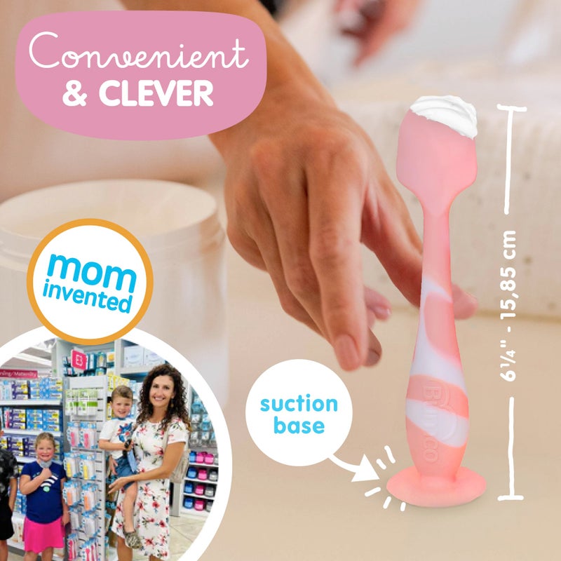 Baby Bum Brush Bumco Baby Bum Brush - BPA-Free Diaper Cream Spatula with Suction Cup Base, Soft & Flexible Silicone, Wipe-Clean, Mom-Invented Diaper Bag Essentials (Light Pink Swirl) - Image 3