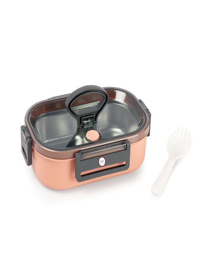 Opullo Mothers Choice Stainless Steel Tiffin Box for Kids for School | Lunch Box for Kids Stainless Steel | Steel Lunch Box for School | Steel Compartment Lunch Box | Pink | 550 Ml - Image 1